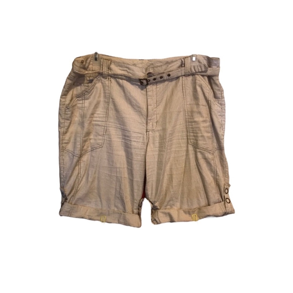 Adjustable Length Shorts Tan Striped